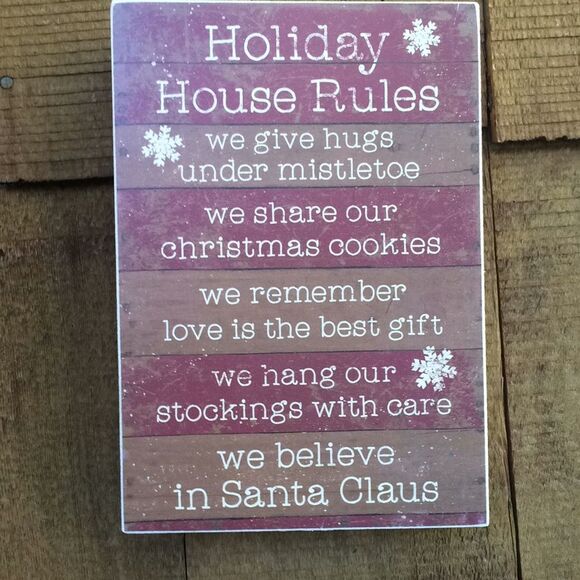 NEW Holiday House Rules Wooden Sign - Picture 1 of 5